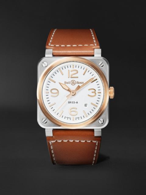 Bell & Ross BR-03 Automatic 18-Karat Rose Gold and Steel Watch, Ref. BR03A-WH-STPG/SCA