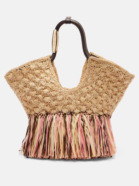 Zimmermann Goldentime Small raffia tote bag