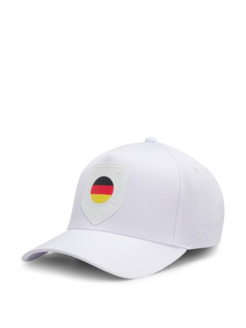 BOSS LOGO CAP IN LUSTROUS TWILL WITH COUNTRY-FLAG BADGE