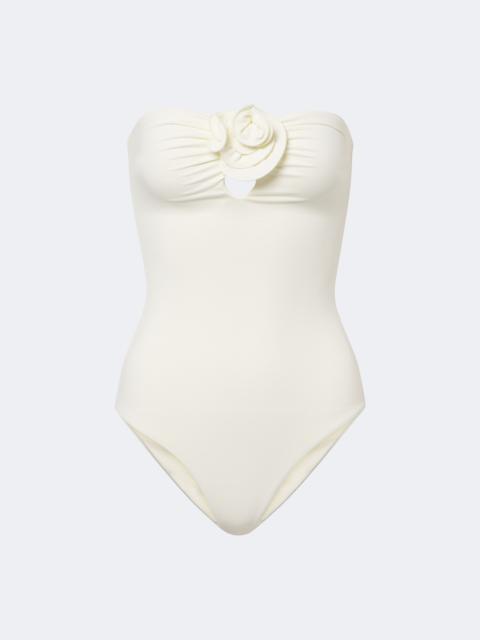 MAGDA BUTRYM Floral-appliqué gathered swimsuit