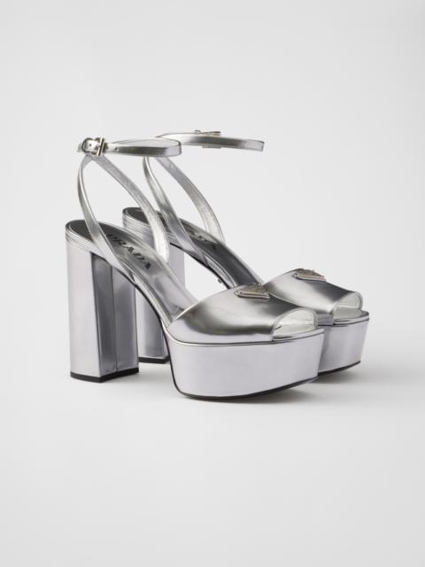Metallic leather platform sandals