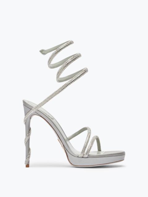 RENE CAOVILLA MARGOT SILVER PLATFORM SANDAL 120