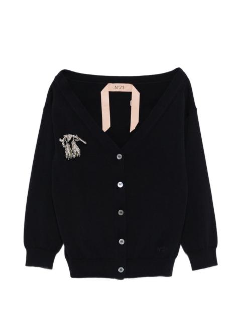 N°21 brooch-detail round-neck cardigan