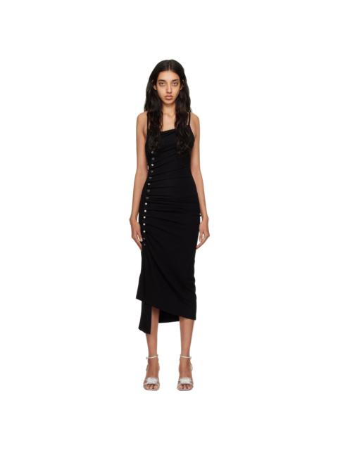 rabanne Black Gathered Midi Dress