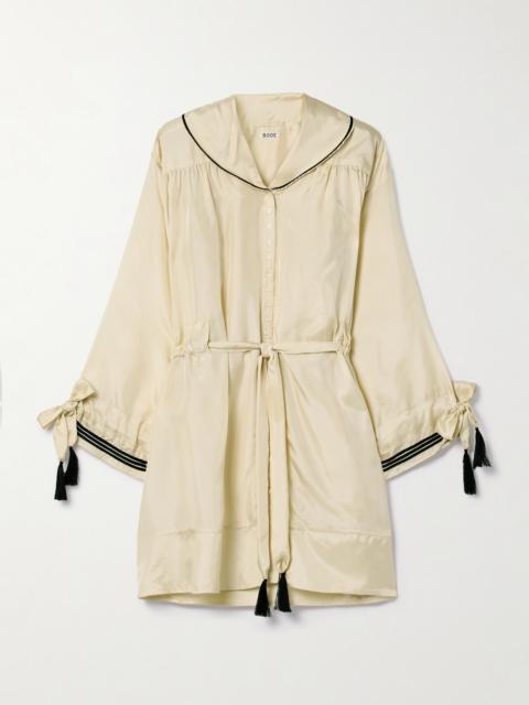 BODE Boater Belted Silk-satin Mini Dress