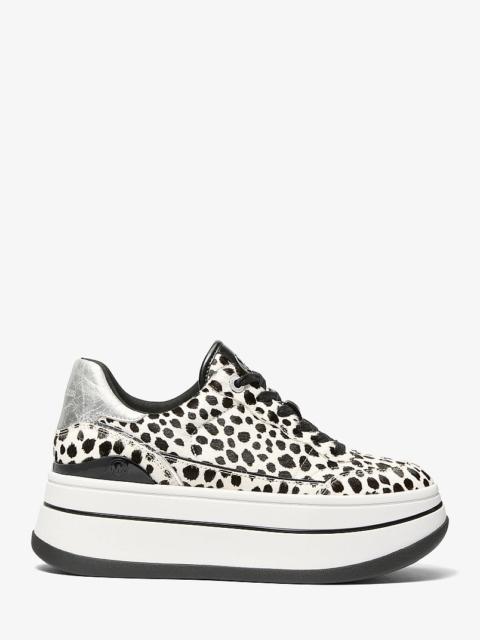 MICHAEL KORS Hayes Cheetah Print Calf Hair Platform Sneaker
