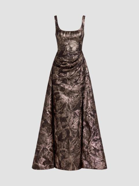 MAC DUGGAL Women's Brocade Overskirt Floor-Length Gown - Bronze