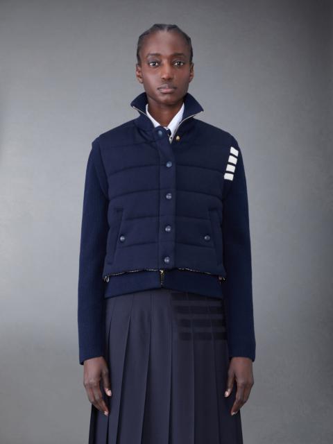 Thom Browne FINE MERINO AND JERSEY REVERSIBLE DOWN 4-BAR FUNNEL NECK JACKET
