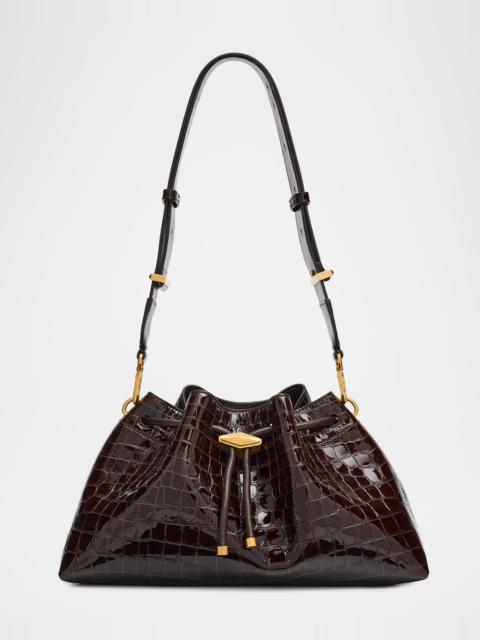 JIMMY CHOO Bon Bon Medium Croc-Embossed Leather Shoulder Bag