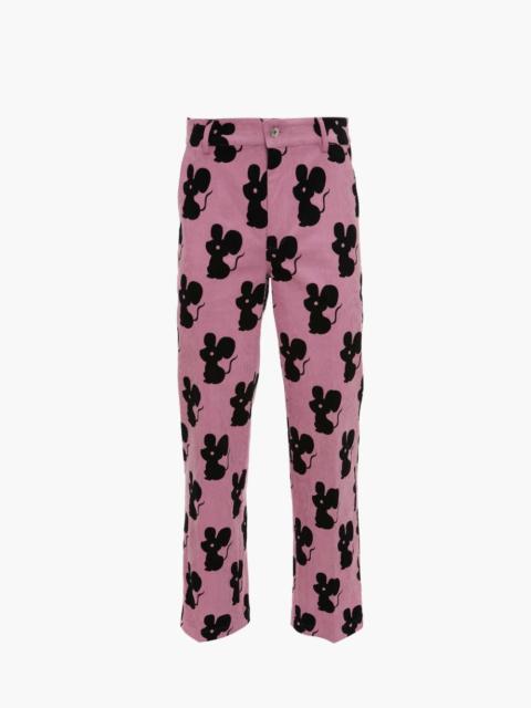 ALL OVER MOUSE STRAIGHT LEG CORDUROY TROUSERS