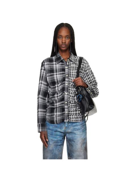 Andersson Bell Black Shirred Check Shirt