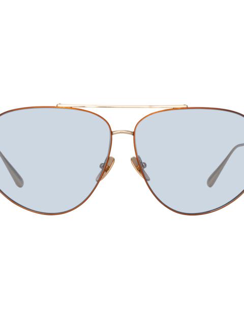 GABRIEL OVERSIZED SUNGLASSES IN LIGHT GOLD AND BLUE