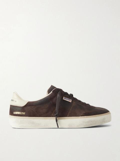 Golden Goose Soul Star Leather-Trimmed Suede Sneakers Brown