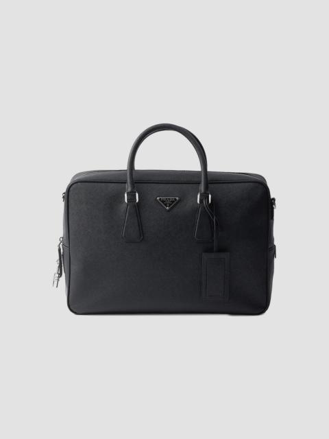 Prada Men's Saffiano Leather Work Bag - Black