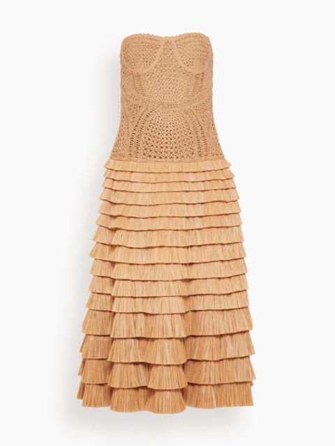 SIMKHAI Santana Bustier Midi Dress in Straw