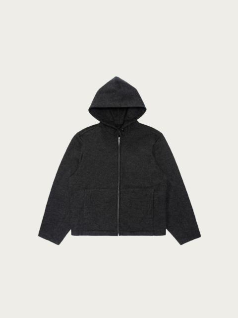 Wool Zip Hoodie - Charcoal