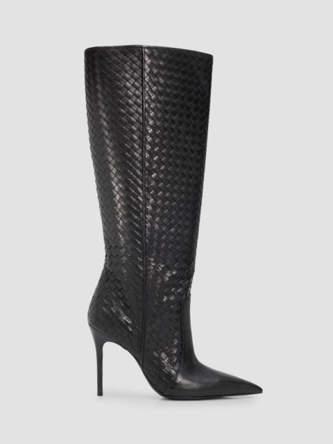 SCHUTZ Women's Samira 100MM Woven Leather Knee-High Boots - Black