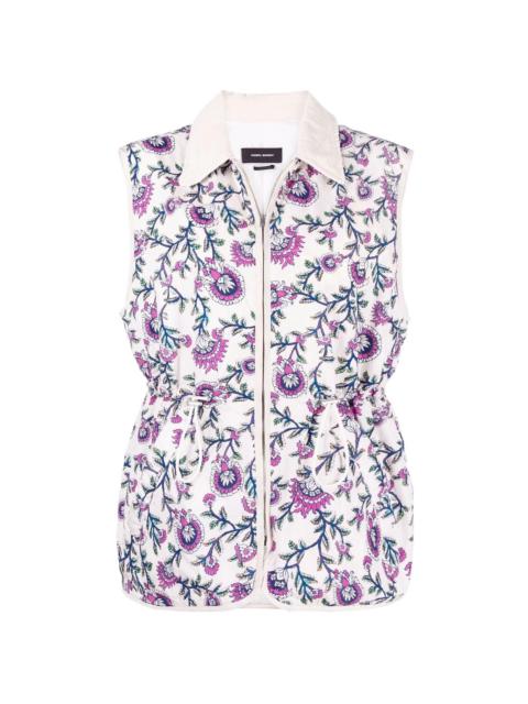 floral-print gilet