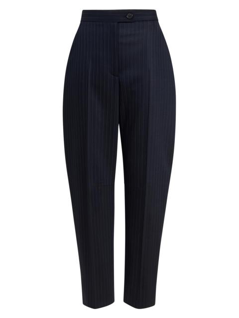 KHAITE Women's Jude Striped Pintucked Pants - Navy White