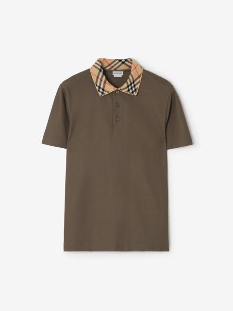 Burberry Check Collar Cotton Polo Shirt