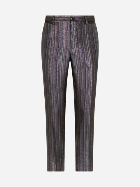 Striped lurex jacquard pants