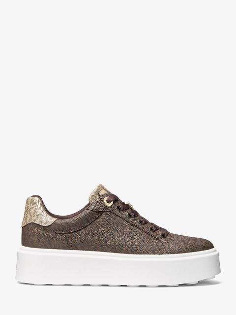 MICHAEL KORS Romey Metallic Two-Tone Signature Logo Platform Sneaker