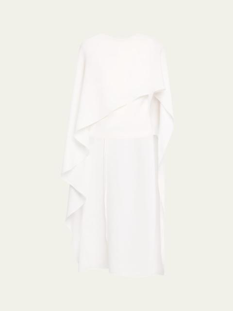 ROLAND MOURET Asymmetric Satin Crepe Cape Top