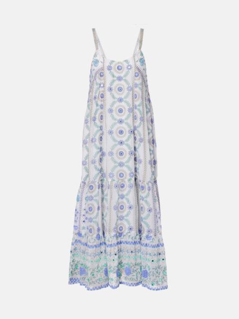 juliet dunn Embellished floral cotton midi dress