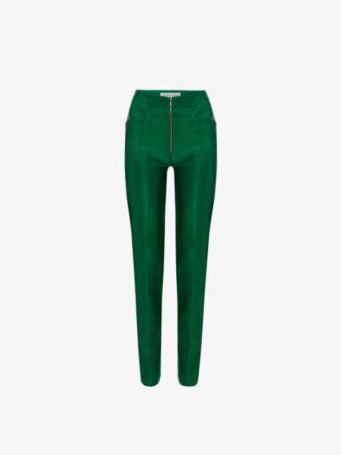 Victoria Beckham Zip Detail Trouser in Emerald Green