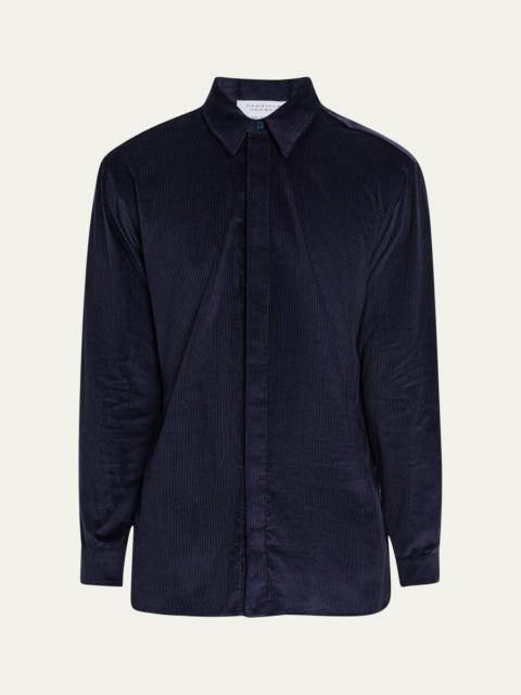 GABRIELA HEARST Men's Nicolas Corduroy Concealed-Placket Sport Shirt