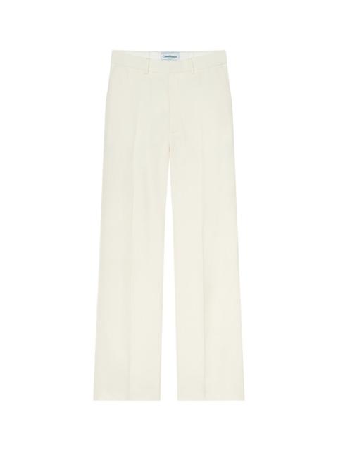Off-White Silk Suiting Wide Leg Trousers