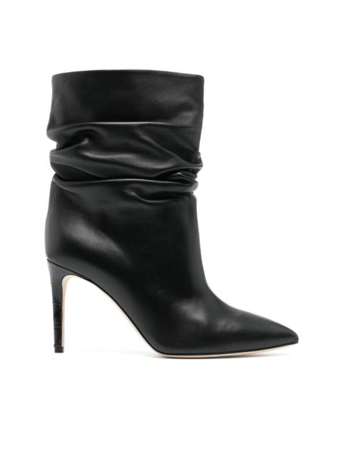 PARIS TEXAS 100mm ruched leather boots