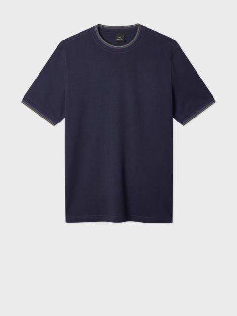 Paul Smith Navy Cotton-Blend T-Shirt with 'Sports Stripe' Tipping