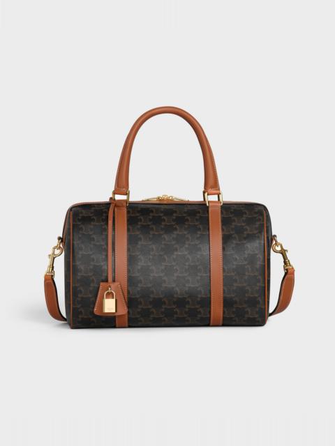 CELINE Boston bag in Triomphe Canvas and calfskin