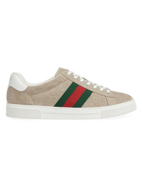 GUCCI Men's Ace GG Suede Sneakers - Oatmeal