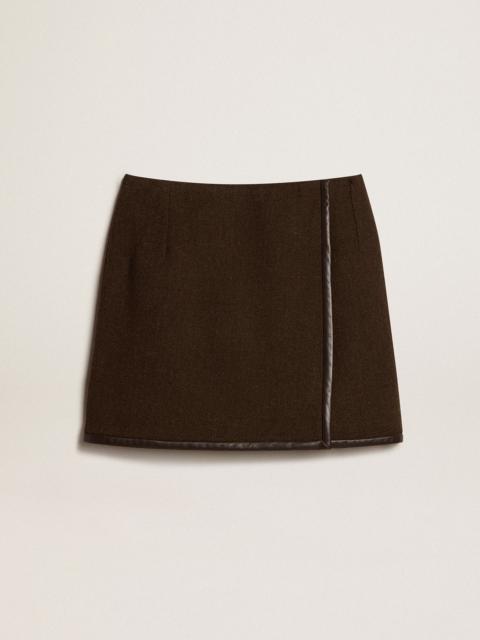 Bark-colored wool miniskirt