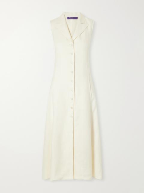 Ralph Lauren Kensley Canvas Silk And Linen-blend Midi Dress