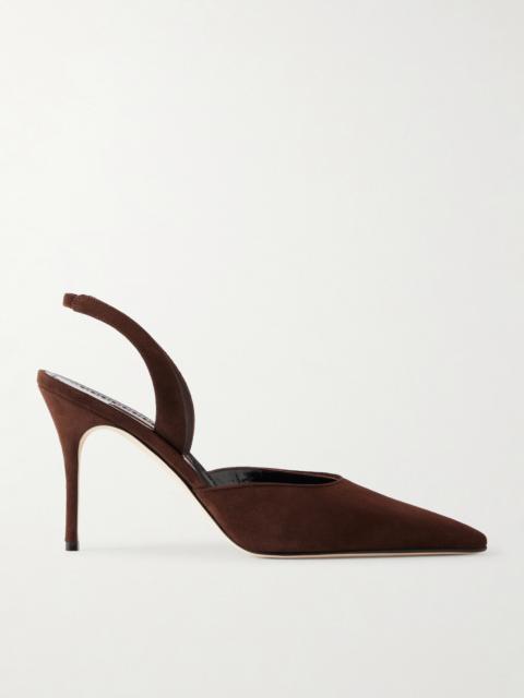 Manolo Blahnik Borelapla 90 Suede Slingback Pumps