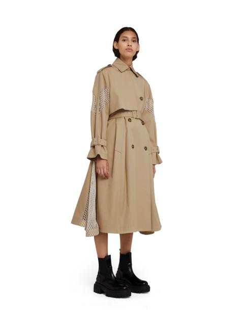 MSGM Double-breasted gabardine trench coat with mesh details