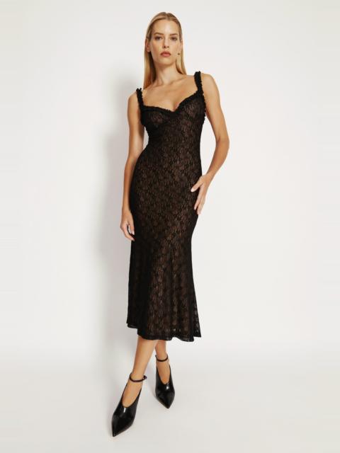 BARDOT Alegra Stretch Lace Midi Dress In Black