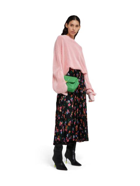 MSGM Pleated midi skirt with "fresh bouquet techno" print