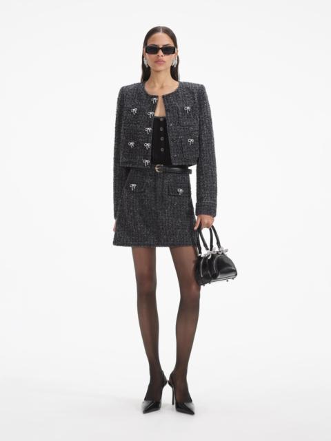 self-portrait Black Textured Denim Jacket