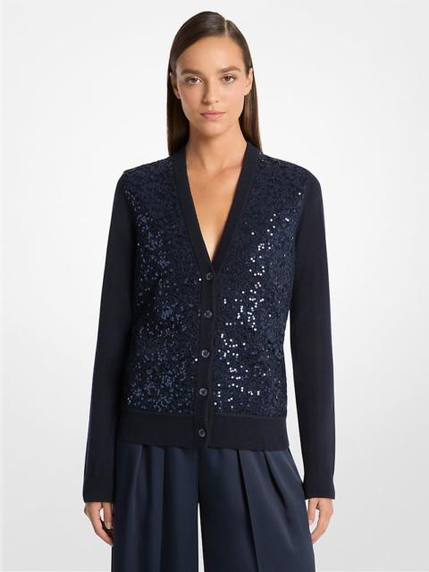 MICHAEL KORS COLLECTION Floral Lace and Cashmere Cardigan