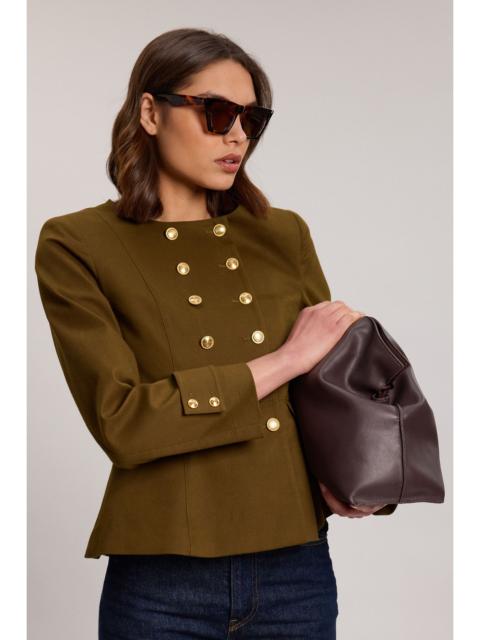 KAREN MILLEN Cotton Tailored Button Detail Peplum Blazer