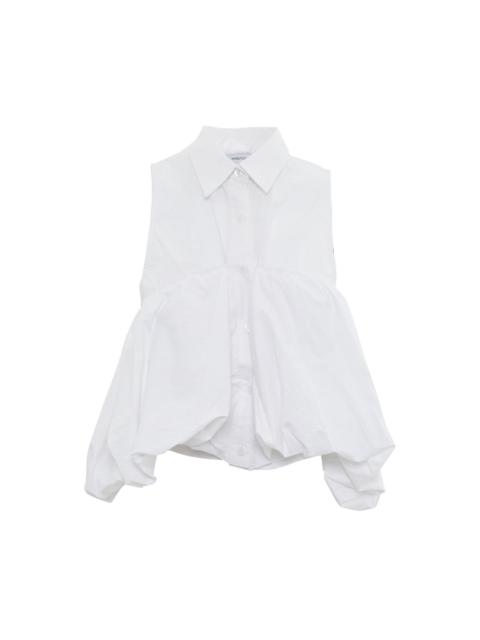 pushBUTTON White Voluminous Sleeveless Shirt
