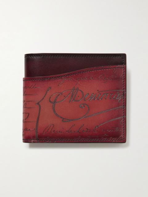 Berluti Makore Neo Scritto Venezia Leather Bifold Wallet Burgundy