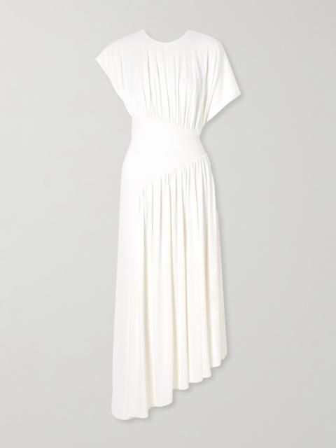 rabanne Asymmetric Draped Stretch-crepe Midi Dress
