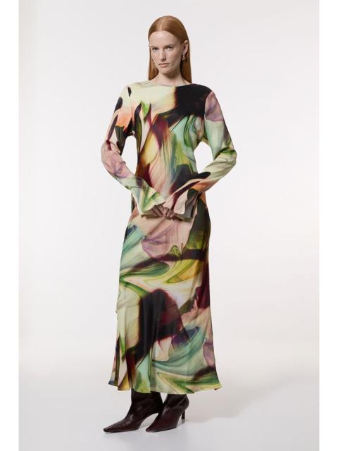 KAREN MILLEN Printed Satin Woven Maxi Dress