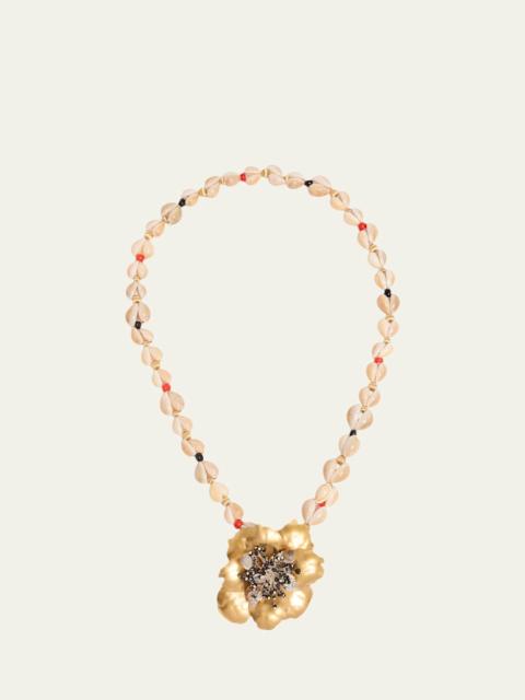 Valentino Jardin Aquatique Shell Flower Pendant Necklace