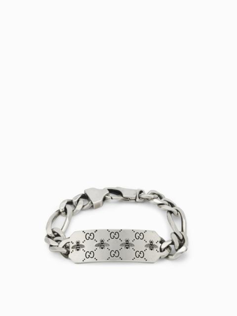 GUCCI Signature Gucci bracelet in silver with bee engraving and GG monogram